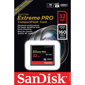 CARTÃO DE MEMÓRIA SANDISK COMPACT FLASH - CF 32GB EXTREME PRO 160MB/S