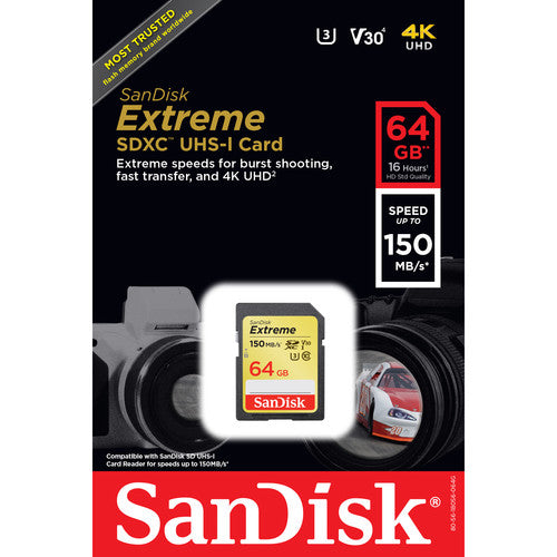 CARTÃO DE MEMÓRIA SANDISK SDHC EXTREME - 64GB/95MBS
