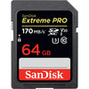 CARTÃO DE MEMÓRIA SANDISK SDHC EXTREME PRO - 64GB 170-90MB/S 4K